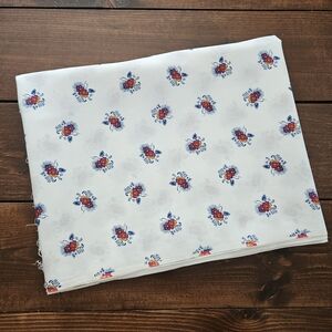 Vintage Floral Patterned Cotton Fabric with White Background 45" x 113" Unused